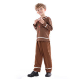 Niños Gingerbread Man Pijamas Navidad Cosplay Disfraz Traje Fiesta Halloween