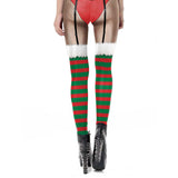 Sexy Encaje Falso Lencería Leggings Estampado de Navidad Leggings de Fiesta de Navidad para Femenino