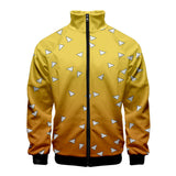 Anime Demon Slayer Agatsuma Zenitsu Cosplay Sudadera Abrigo Chaqueta con Cremallera Carnaval 3D Impreso