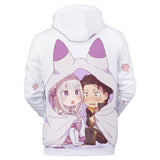 Re: Life in a Different World from Zero Sudadera Impreso de Natsuki Subaru Emilia Sudadera con Capucha Unisex
