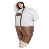 Hombre Gordo Gracioso Pantalones con Tirantes Oktoberfest Traje Inflable Hinchable para Adultos