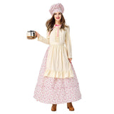 Halloween Disfraz De Sirvienta Pastoral Chef Pastelero de Café Vestido Largo para Adultos Femenino