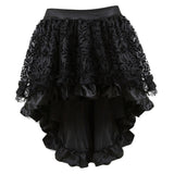 Halloween Disfraz Medieval Escocia Falda de Encaje Multicapa Gótico Steampunk Falda Negra para Adultos Femenino