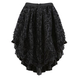 Halloween Disfraz Medieval Escocia Falda de Encaje Multicapa Gótico Steampunk Falda Negra para Adultos Femenino