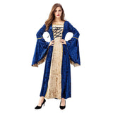 Medieval Renacimiento Vestido de Lujo con Cuello Cuadrado Halloween Vestido para Adultos Femenino