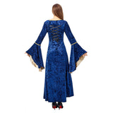 Medieval Renacimiento Vestido de Lujo con Cuello Cuadrado Halloween Vestido para Adultos Femenino