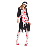 Halloween Disfraz de Horror Traje de Monja Sangrienta Diablo Vampiro Zombi Vestido para Adultos Femenino