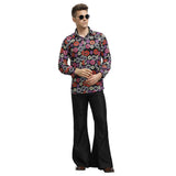 Halloween Disfraz Retro Los Años 70 Hippie Dippie Disfraz Traje de Flores para Adultos Masculino