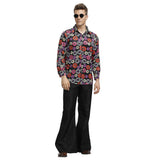 Halloween Disfraz Retro Los Años 70 Hippie Dippie Disfraz Traje de Flores para Adultos Masculino
