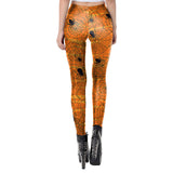 Halloween Telarañas Ray Fluorescencia Pantalones Tirantes de Color Naranja para Adultos Femenino