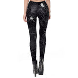 Halloween Telaraña Rayo Fluorescencia Pantalones Tirantes de Color Negro para Adultos Femenino