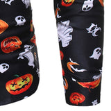 Halloween Disfraz Camisa Casual Impreso de Calabaza Camisa de Manga Larga para Adultos Masculino
