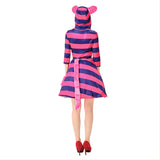 Halloween Gato Cheshire Disfraz de Color Púrpura Alicia en el País de las Maravillas Cosplay Vestido para Adultos Femenino