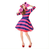 Halloween Gato Cheshire Disfraz de Color Púrpura Alicia en el País de las Maravillas Cosplay Vestido para Adultos Femenino