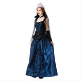 Halloween Disfraz de Fiesta Hechicera Azul Vestido de Corte Retro Medieval Vestido de Reina Cosplay para Adultos Femenino