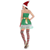 Disfraz Sexy de Duende Elf Vestido Verde de Navidad Cosplay Santa Helper Elf Vestido para Adultos Femenino