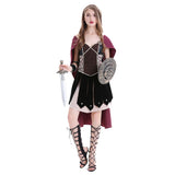 Halloween Disfraz Retro Medieval Antiguo Guerreros Espartano Romano Cosplay Traje para Adultos Femenino