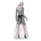 Halloween Disfraz De Prisionera Cosplay Vestido de Rayas de Vampiro de Prisión para Adultos Femenino