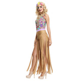 Halloween Disfraz Retro Los Años 70 Disco Hippie Mono con Flecos de Baile o Escenario para Adultos Femenino