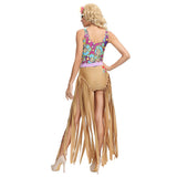 Halloween Disfraz Retro Los Años 70 Disco Hippie Mono con Flecos de Baile o Escenario para Adultos Femenino