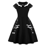 Halloween Disfraz Talla Extra Vestido Bordado de Telaraña y Murciélago Vestido para Adultos Femenino