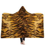 Manta Gruesa con Capucha Felpa de Coral Suave Estampada de Piel de Animal Accesorios