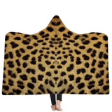 Manta Gruesa con Capucha Felpa de Coral Suave Estampada de Piel de Animal Accesorios