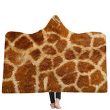 Manta Gruesa con Capucha Felpa de Coral Suave Estampada de Piel de Animal Accesorios