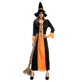 Halloween Disfraz de Bruja Cosplay Bruja Gótica Vestido Largo de Lujo para Adultos Femenino