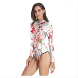 Halloween Disfraz Traje Sangriento de Baño de Enfermera Mono para Adultos Femenino