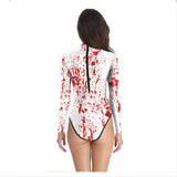 Halloween Disfraz Traje Sangriento de Baño de Enfermera Mono para Adultos Femenino