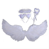 Halloween Ángel Alas de Pluma Diadema de Halo y Varita Mágica Cosplay Accesorios