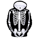 Halloween Cosplay Sudadera con Impreso de Esqueleto Ropa Deportiva de Manga Larga Sudadera Casual con Capucha Unisex