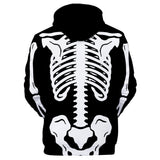 Halloween Cosplay Sudadera con Impreso de Esqueleto Ropa Deportiva de Manga Larga Sudadera Casual con Capucha Unisex