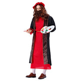 Halloween 4 Piezas Renacimiento Pintor de Aceite Toga Larga de Escenario Cosplay para Adultos Masculino