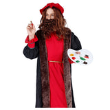 Halloween 4 Piezas Renacimiento Pintor de Aceite Toga Larga de Escenario Cosplay para Adultos Masculino