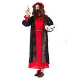 Halloween 4 Piezas Renacimiento Pintor de Aceite Toga Larga de Escenario Cosplay para Adultos Masculino