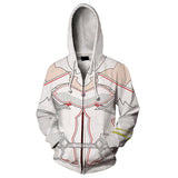 Sword Art Online Alicization War of Underworld Asuna Cosplay Sudadera Estampada con Capucha y Cremallera Unisex