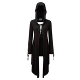 Halloween Gabardina Larga Casual Gótica de Color Negro Chaqueta de Moda para Adultos Femenino