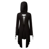 Halloween Gabardina Larga Casual Gótica de Color Negro Chaqueta de Moda para Adultos Femenino