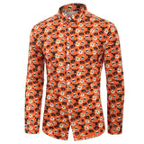 Halloween Disfraz Calabaza Cráneo Fantasma Camisa de Manga Larga para Adultos Masculino