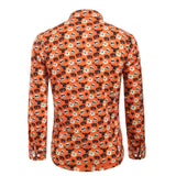 Halloween Disfraz Calabaza Cráneo Fantasma Camisa de Manga Larga para Adultos Masculino