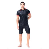 Halloween Traje de Charol Camiseta y Pantalones Cortos Traje Sexy de Club Nocturno para Adultos Masculino