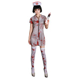 Halloween Disfraz de Horror Traje de Zombi Enfermera Cosplay Enfermera Sangrienta Fantasma Traje para Adultos Femenino