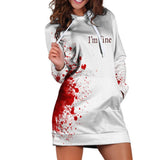 Halloween Salpicadura de Sangre Sudadera con Capucha Hip Hop Cosplay Horror Sudadera Larga para Femenino