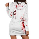 Halloween Salpicadura de Sangre Sudadera con Capucha Hip Hop Cosplay Horror Sudadera Larga para Femenino