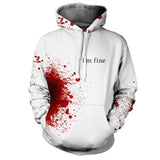 Salpicadura de Sangre Sudadera con Capucha Hip Hop Cosplay Horror Halloween Sudadera Estampada Unisex