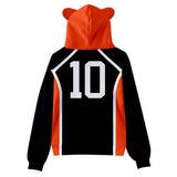 Haikyuu!! Sudadera con Capucha con Cordón de Orejas de Gato Hinata Shoyo Cosplay Sudadera Estampada para Niños
