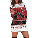 Navidad Christmas Deadpool Cosplay Sudadera Estampada con Capucha Sudadera Larga para Femenino