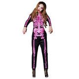 Halloween Disfraz de Horrror Traje de Hueso Esqueleto Cráneo Humano Disfraz Divertido para Adultos Femenino